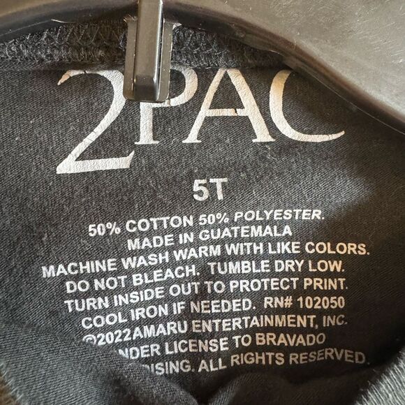 Tupac 2Pac Tee Size 5 T Tee Shirt Black Rapper Hip Hop Graphic T Black crew neck - Picture 6 of 7